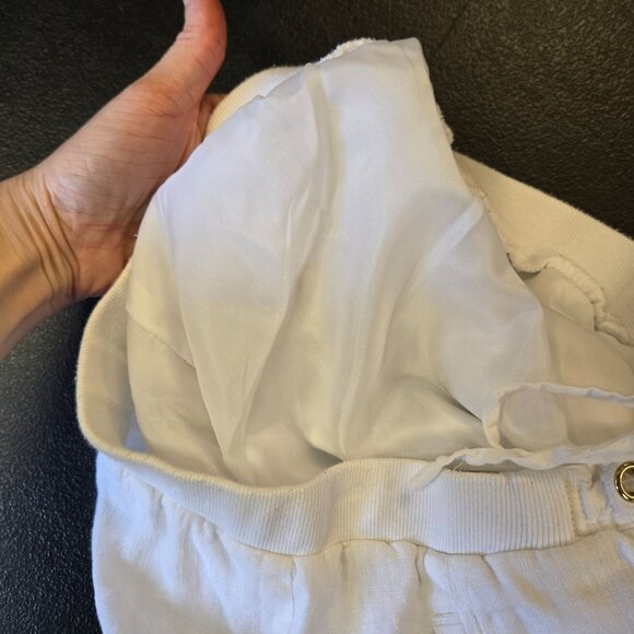 JM Collection Petite 6P White Linen Wide-Leg Pants Drawstring Waist & Pockets - Picture 7 of 12